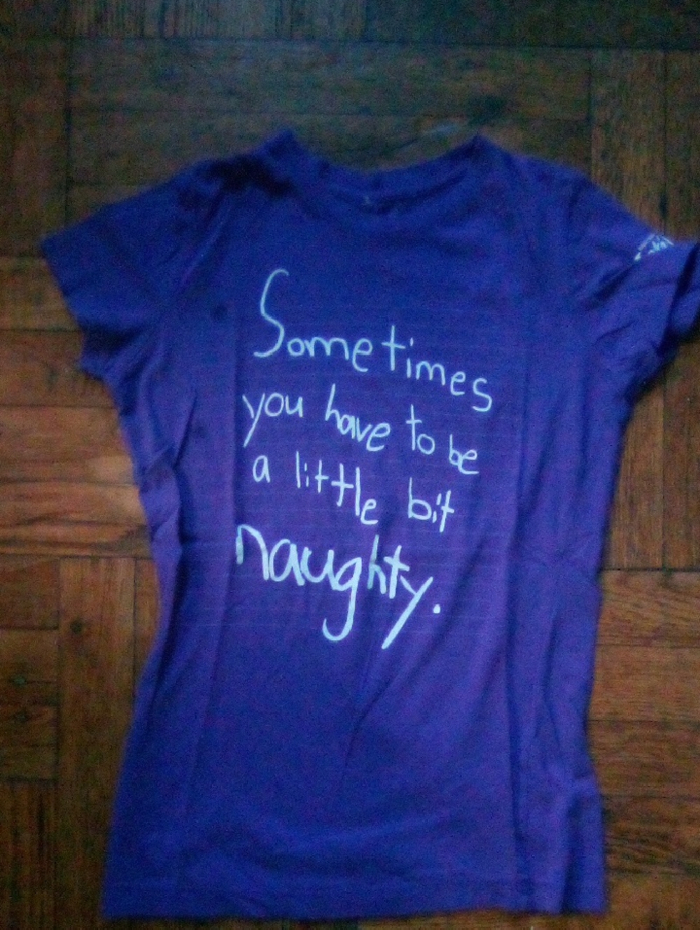 Matilda The Musical Purple Graphic Tee with White Script. Size Medium